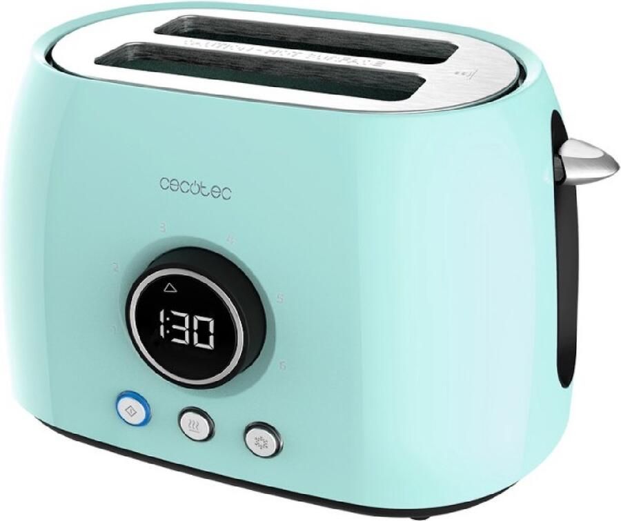 Cecotec Digital Broodrooster ClassicToast 8000 Blue Double. 800 W met 2 extra brede korte 3 Vooraf ingestelde functies sleuven