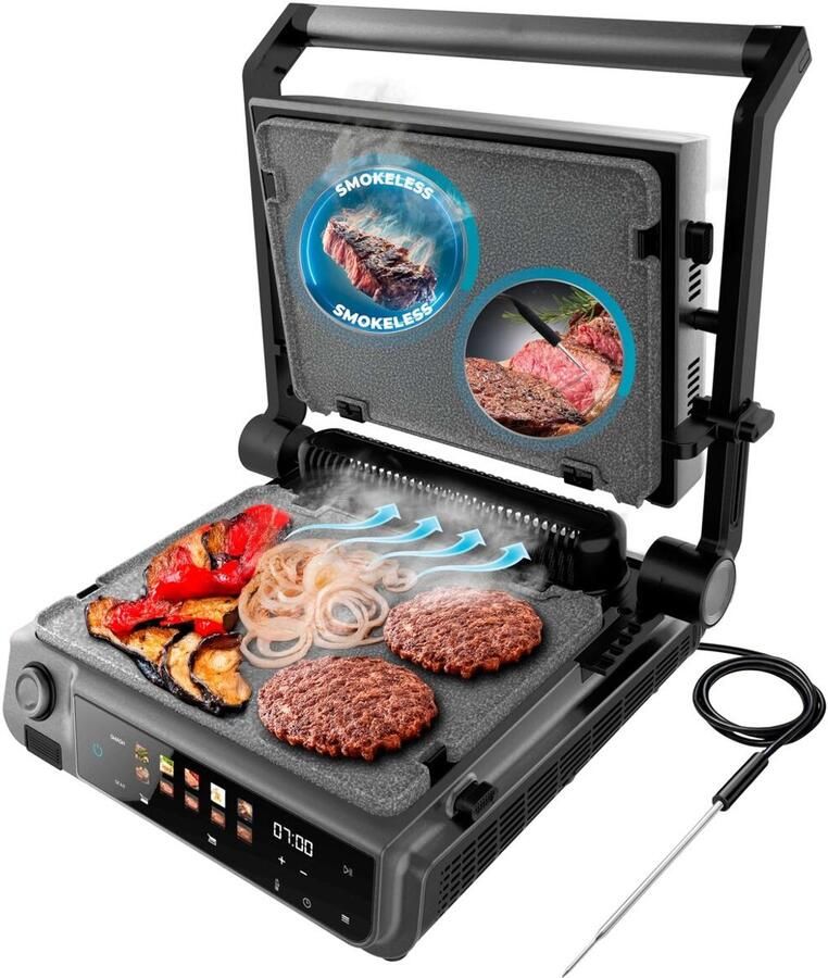 Cecotec Elektrische Grill Rock'nGrill 2000 Smash PerfectCook 2000W rvs zwart