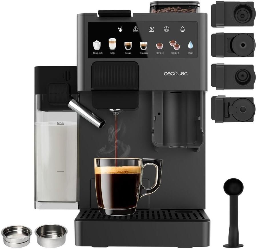 Cecotec Espresso Machine Freestyle Grind & Latte 20 bar milk tank black grinder