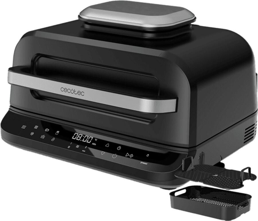 Cecotec Grill-Heißluftfritteuse ohne Öl 6 L Cecofry FireDome 6000. Air Fryer. 2400 W 6 Kochmodi und 4 Grillstufen einstellbares Thermostat inklusive Temperatursensor und Zubehör