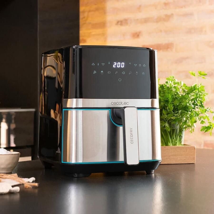 Cecotec Heißluftfritteuse 5 L Cecofry Full Inox 5500 Pro. 1700 W Kompaktes und Digitale Diät-Fritteuse Edelstahlausführung ölfrei PerfectCook-Technologie Thermostat 8 Modi