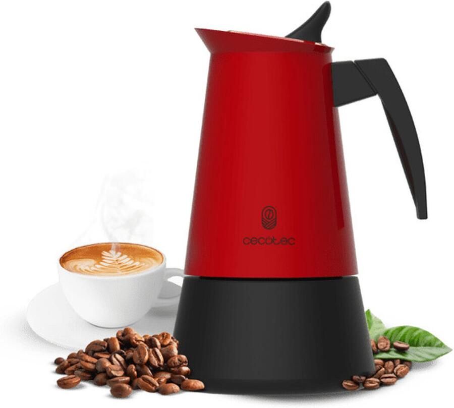 Cecotec Italiaanse Koffiemaker Piccolina 900 RVS Rood 2 Kopjes 450 ml Antidruppel