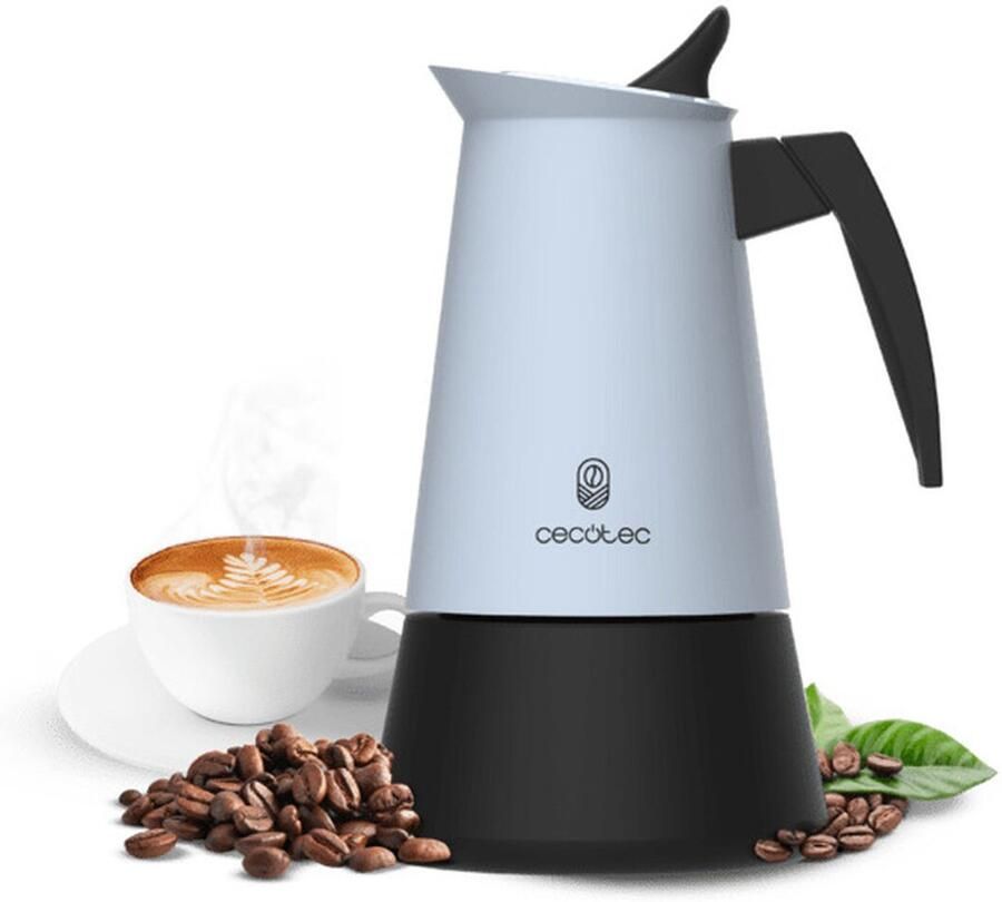 Cecotec Italiaanse Koffiemaker RVS Piccolina 900 Blauw 10 Kopjes Ergonomisch Handvat