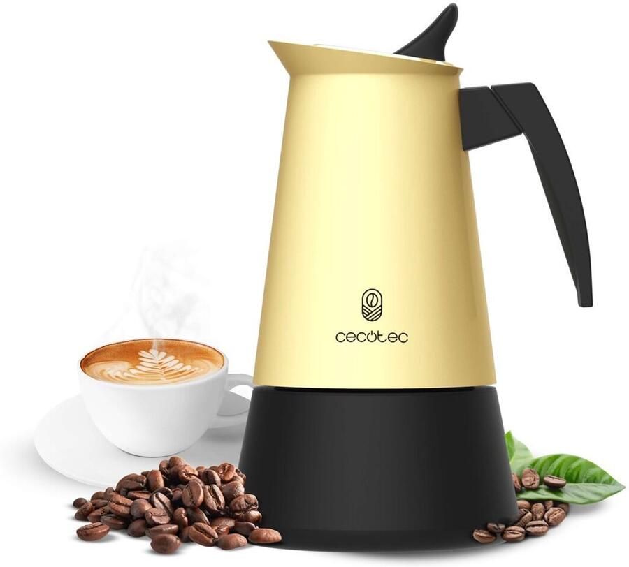 Cecotec Italiaanse koffiezetter Piccolina 200 RVS 2 kopjes 100ml beige druppelstop