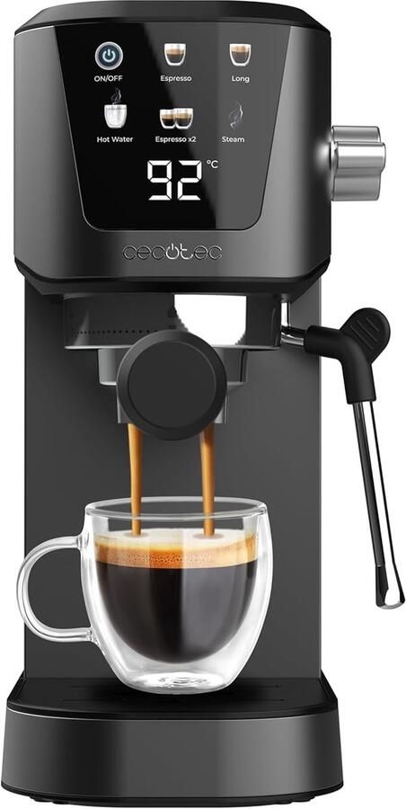 Cecotec Power Espresso 20 Touch Espressomachine 1350W 20 Bar Touchscreen Stoompijp 1L Watertank Thermoblock Kopjeswarmer Perfect voor Espresso & Cappuccino