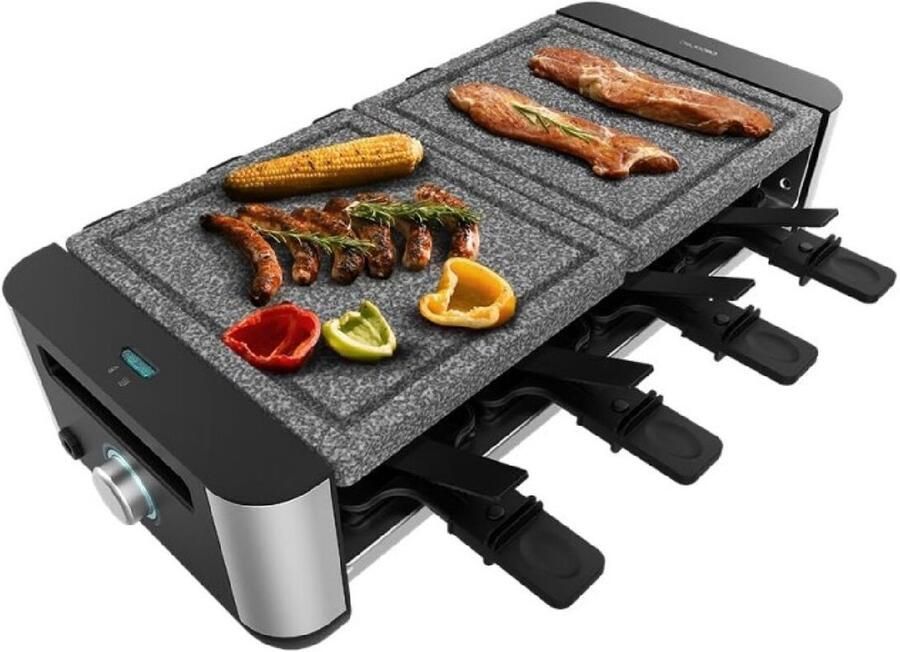 Cecotec Raclette Kaas&Grill 16000 Inox Allstone 1400W Steen 8 Pers. Zwart