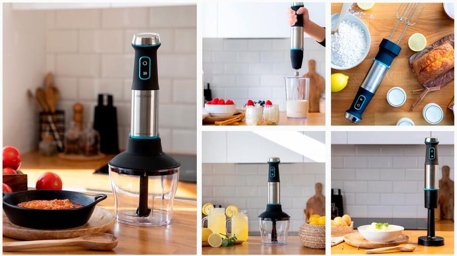 Cecotec Stabmixer Power TitanBlack 1200 XL PerfectCream&Crush. 1200 W CrossBlades Technologie mit 4-Klinge-Blättern mit schwarzer Titan-Beschichtung XL-Fuß Spritzschutz-Klingeneinsatz