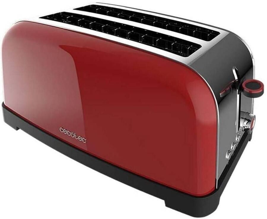 Cecotec Toastin` time 1500 Red Lite verticale broodrooster 1500 W vermogen capaciteit voor 4 toast dubbele lange en brede sle
