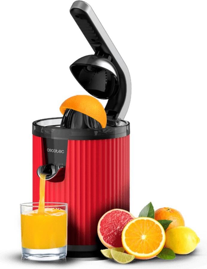 Cecotec Xqueeze RetroJuice 600 Red 600 Armsappers voor sinaasappels en citrusvruchten retrostijl roestvrijstalen f