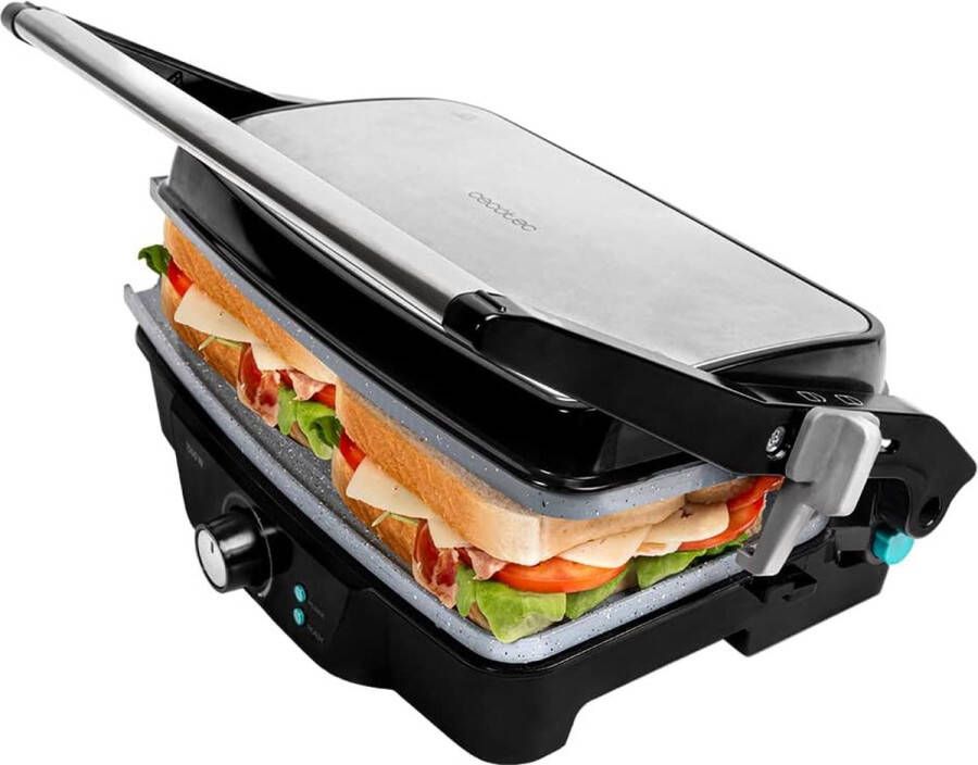 JAP Appliances Caligrill Tosti apparaat (2000W) met temperatuur aanduiding 180°C Uitklapbaar Contactgrill Inclusief vetbakje - Foto 3