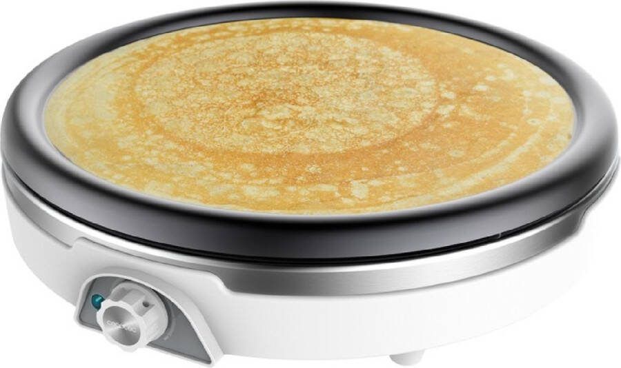 Cecotec Crepesmaker Fun Crepestone XL INOX. 1350 W Edelstahl Platte mit antihaftbeschichtung und abnehmbar Einstellbarer Thermostat Rolle und Spatel inklusive 38 cm