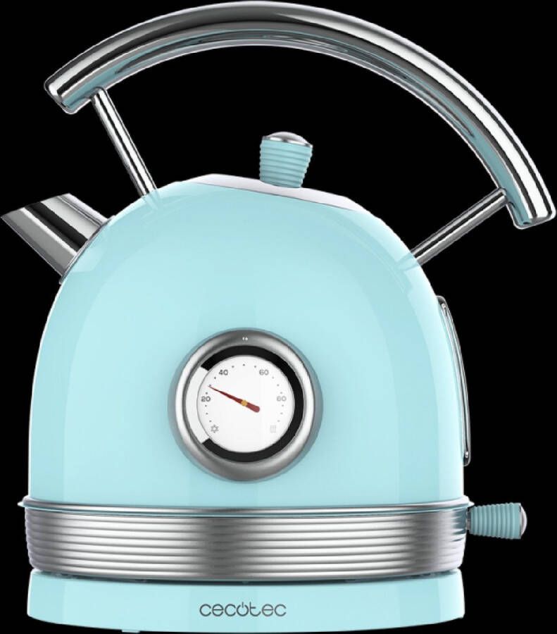 Cecotec ThermoSense 420 Elektrische waterkoker lichtblauw inhoud 1 8 liter 2200 W temperatuurmeter basis 360 graden roestv