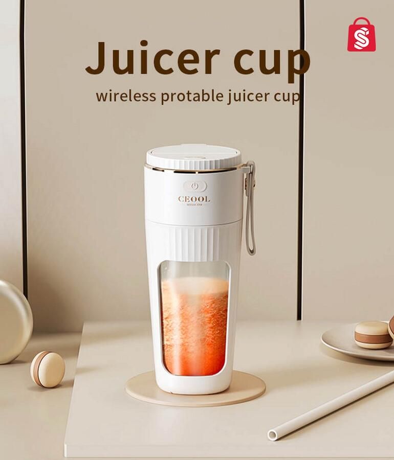 Ceool Blender To Go – Portable Blender Smoothie maker Mini Blender Draagbare Blender USB-C Beige Mug 340ml Kerstcadeau