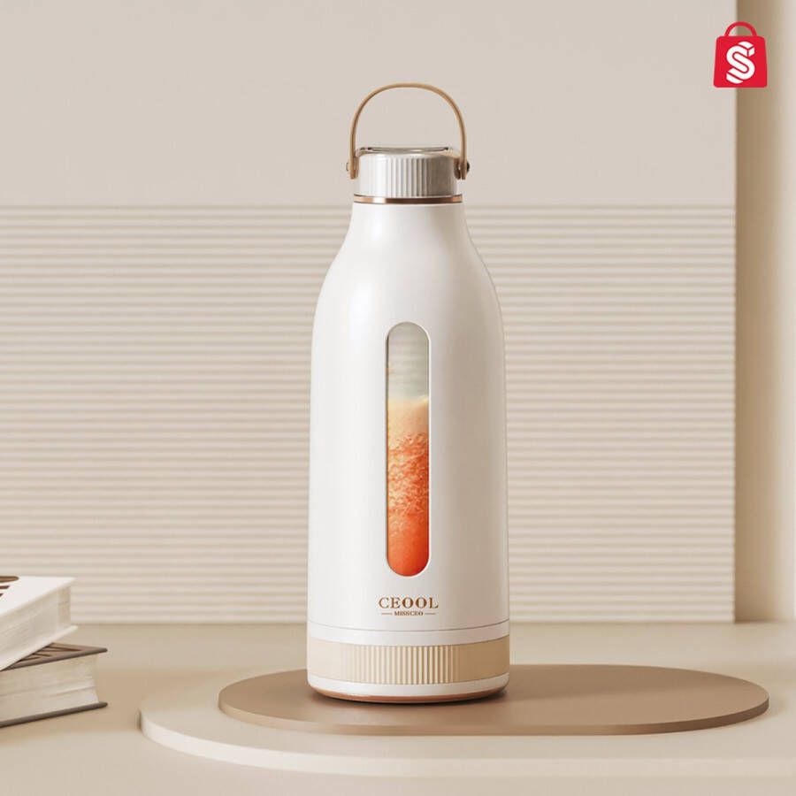 Ceool Fles 400ml Draagbare Blender – Blender To Go– Portable Blender Smoothie maker Protein Shaker Mini Blender Draadloze Blender Smoothie Maker Blender USB-C Beige
