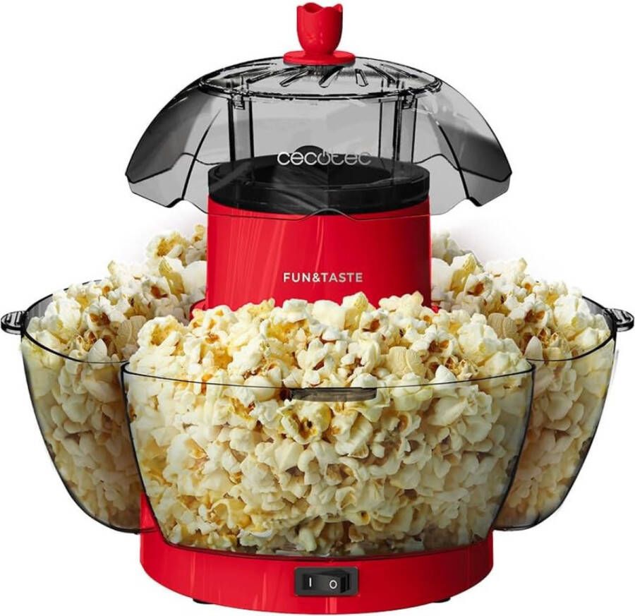 Ceotec Popcorn Machine – Popcornmakers – Klaar in 2 Minuten Popcorn Mais – Popcornpan Popcorn Maker 1200W – Met 4 Afneembare Containers – Gemakkelijk te Reinigen Zonder Olie of Boter Rood