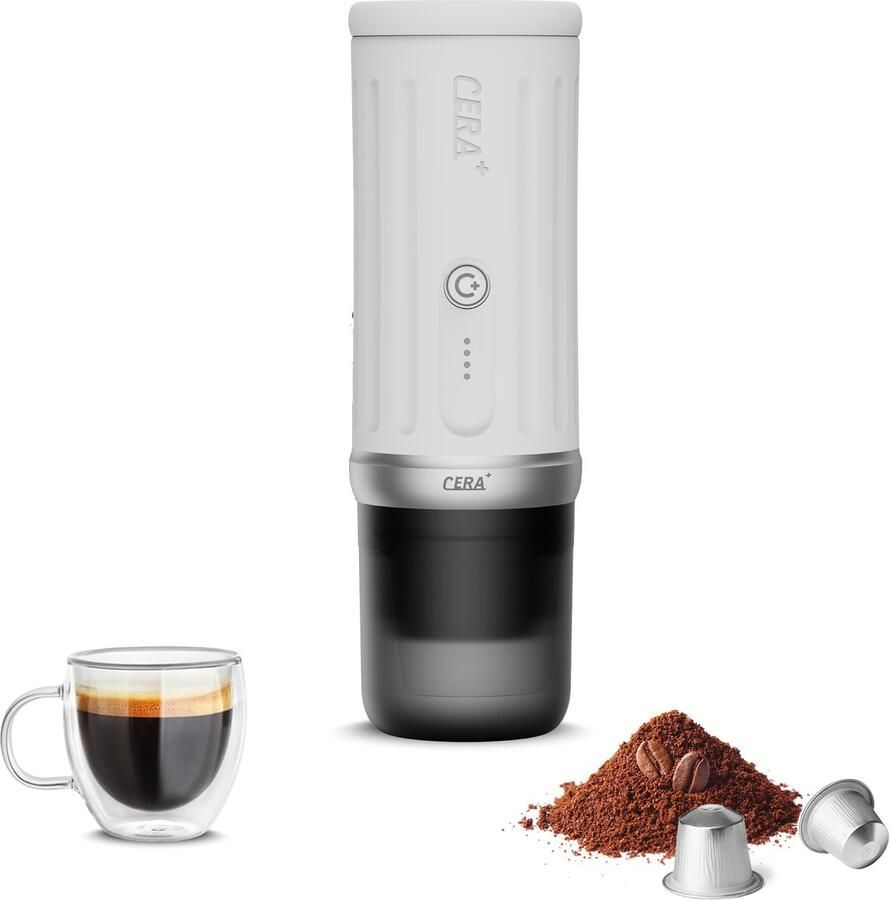 Cera+ Cerapresso draagbare espressomachine 3e gen 13500 mAh batterij tot 8 kopjes zonder opladen 150s tot 96°C cups en gemalen koffie dubbele espresso draagbare koffiemachine koffiemaker reis & camping koffiezetapparaat 12 volt - Foto 2