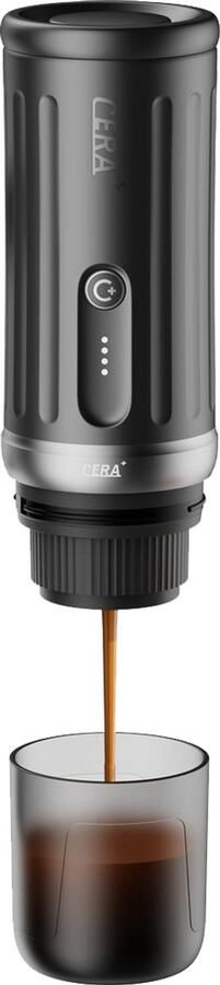 Cera+ Cerapresso draagbare espressomachine 3e gen 13500 mAh batterij tot 8 kopjes zonder opladen 150s tot 96°C cups en gemalen koffie dubbele espresso draagbare koffiemachine koffiemaker reis & camping koffiezetapparaat 12 volt