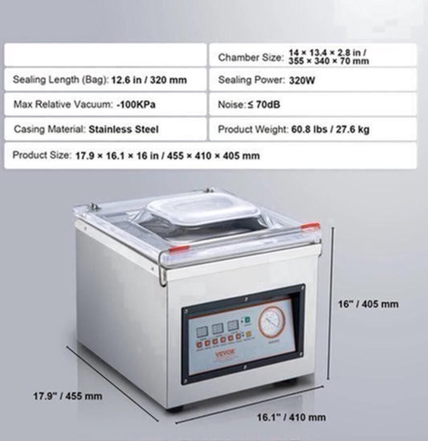 Chamber Vacuum Sealer – Vacuümapparaat – Vacumeermachine – Vakuum Sealer – Vacuumzakken – Krachtige Zuigkracht – Ruime Kamer