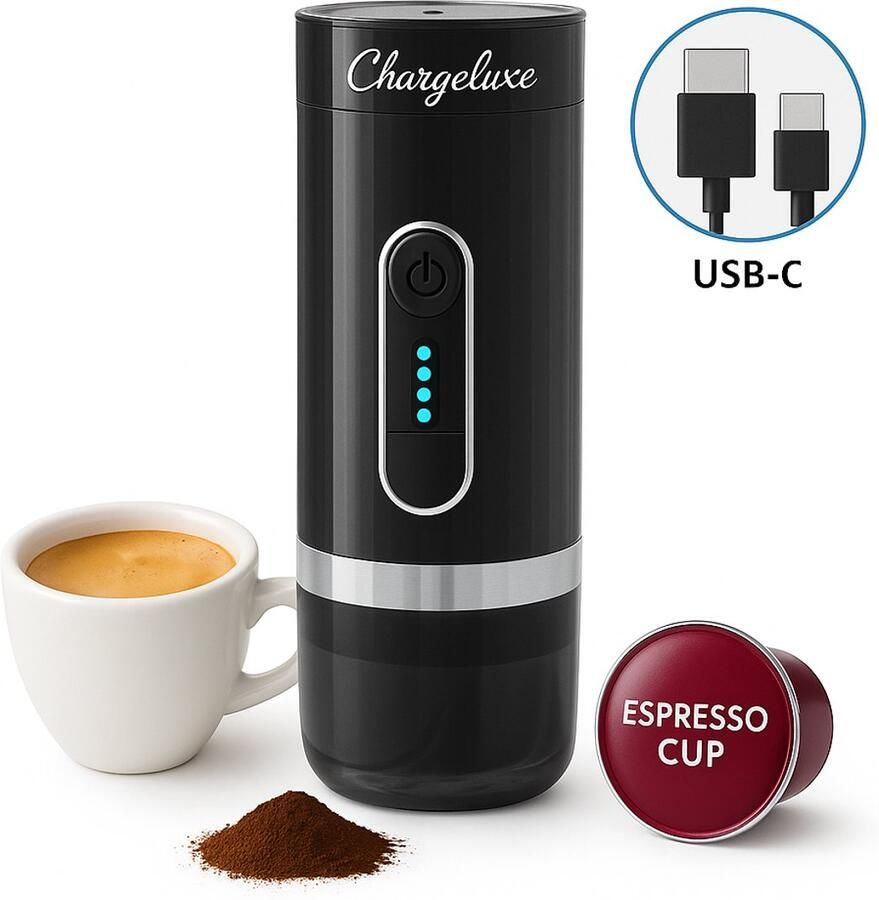 Chargelux e – Draagbare Elektrische Espressomachine – Draagbaar Koffiezetapparaat– Oplaadbaar koffiezetapparaat-Dolce Gusto Capsules & Gemalen koffie- Reis & Camping Koffiezetapparaat 12 volt-Oplaadbaar-Espressomachine-gadgets - Foto 2