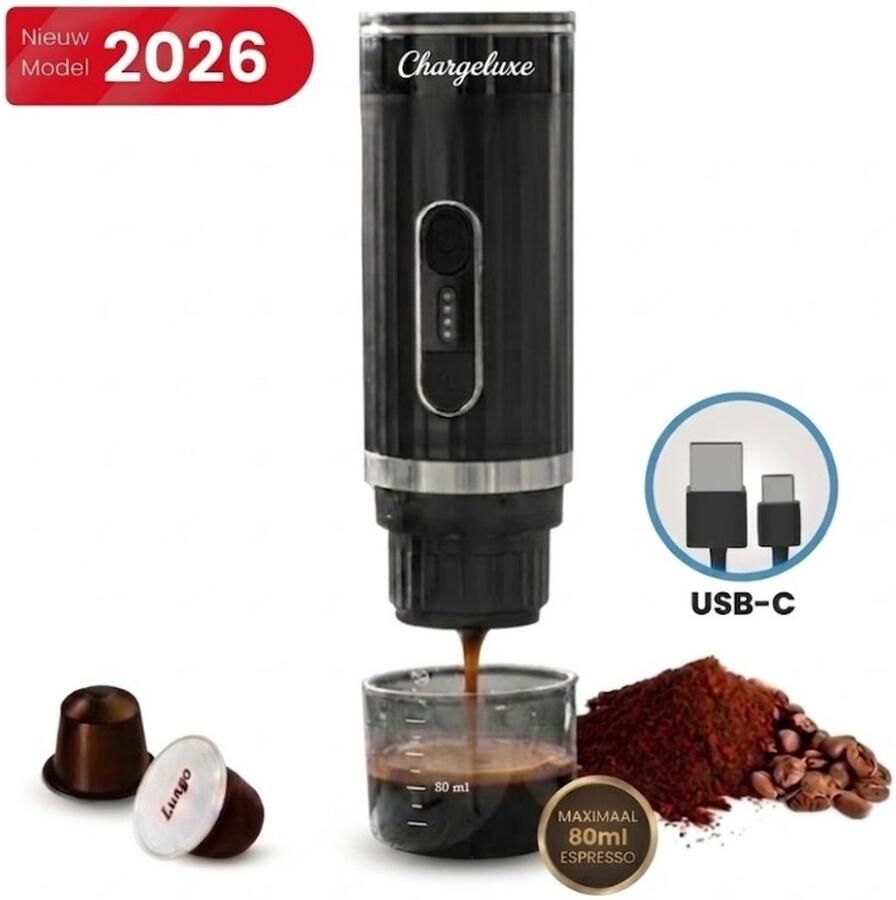 Chargelux e – Draagbare Elektrische Espressomachine – Draagbaar Koffiezetapparaat– Oplaadbaar koffiezetapparaat-Dolce Gusto Capsules & Gemalen koffie- Reis & Camping Koffiezetapparaat 12 volt-Oplaadbaar-Espressomachine-gadgets