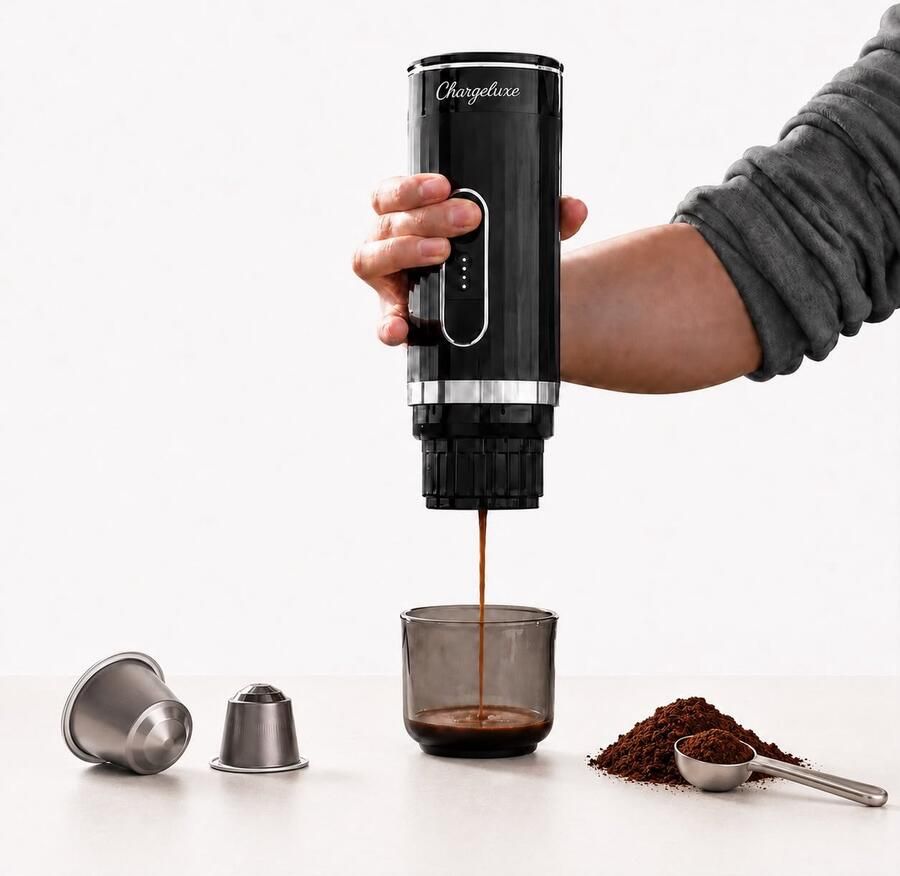 Chargelux e – Draagbare Elektrische Espressomachine – Draagbaar Koffiezetapparaat– Oplaadbaar koffiezetapparaat-Dolce Gusto Capsules & Gemalen koffie- Reis & Camping Koffiezetapparaat 12 volt-Oplaadbaar-Espressomachine-gadgets - Foto 4