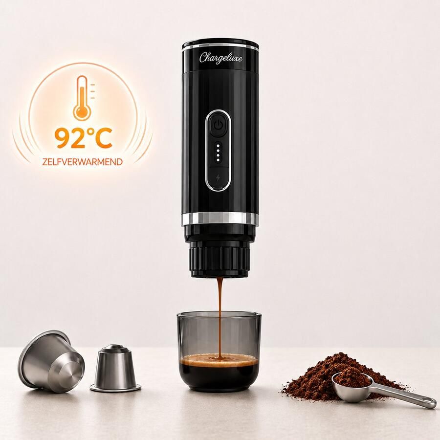 Chargelux e – Draagbare Elektrische Espressomachine – Draagbaar Koffiezetapparaat– Oplaadbaar koffiezetapparaat-Dolce Gusto Capsules & Gemalen koffie- Reis & Camping Koffiezetapparaat 12 volt-Oplaadbaar-Espressomachine-gadgets