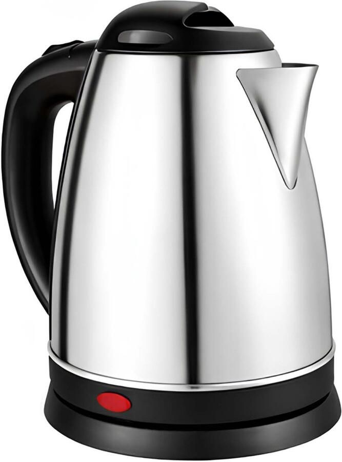 Cheffinger Elektrische Waterkoker 2L RVS 1500W Snelkokend met Automatische Uitschakeling Zwart Zilveren
