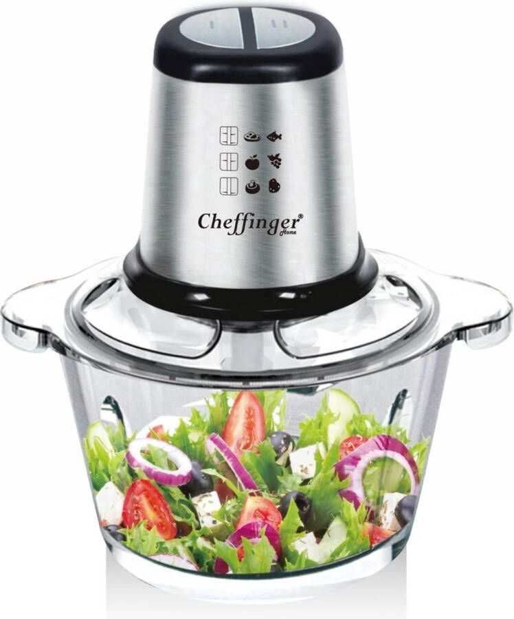 Cheffinger Elektrische Hakmolen 1000W XL 3L Glazen Kom