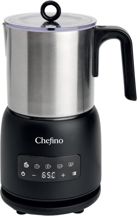 Chefino Melkopschuimer – PFAS-vrij & RVS – 4 Programma s – Warm & Koud Opschuimen – 300 ml – 550 W – Automatische Uitschakeling – Vaatwasserbestendig – Zwart Zilver