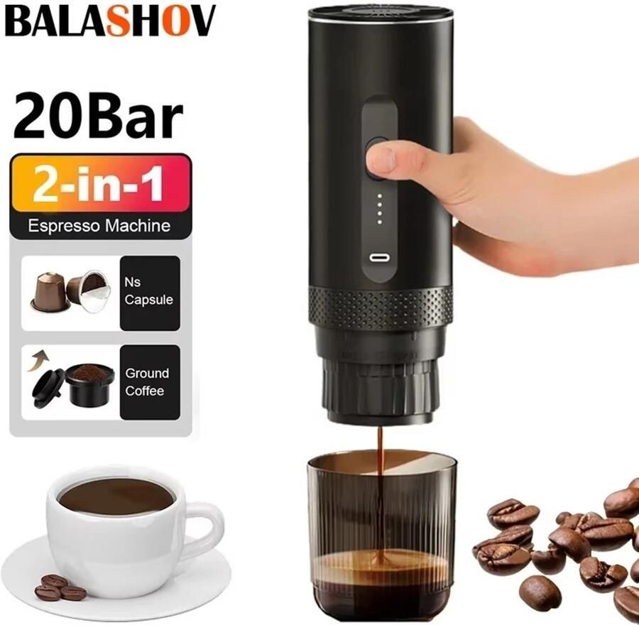 Chelsey-store Draagbare koffiemaker voor onderweg Koffiezetapparaat Koffiemachines Roestvrijstalen Watertank Waterreservoir 80 ml