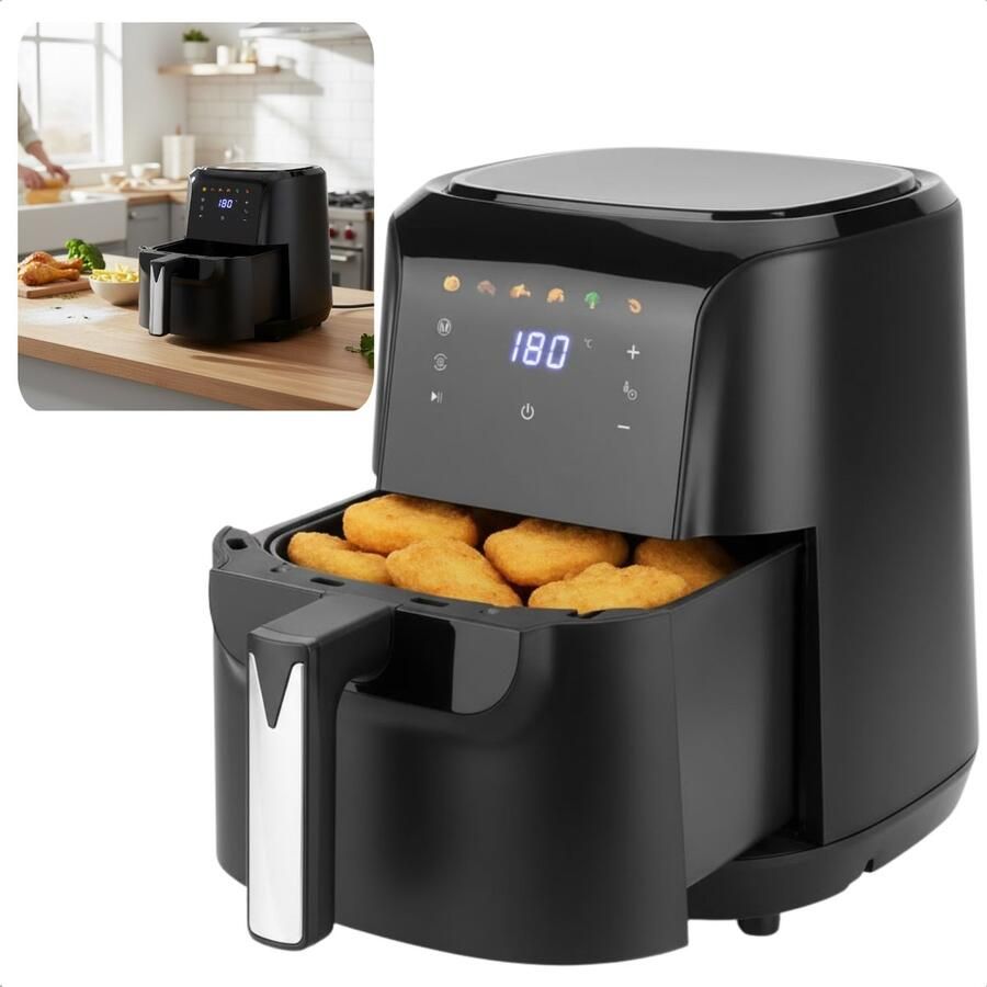 Cheqo Airfryer Hetelucht Friteuse 6 Liter Snelle Bereiding Air Fryer Hetelucht Oven Timerfunctie Hete Lucht Friteuse