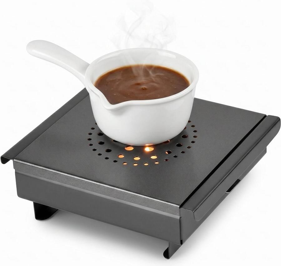 Cheqo Warmhoudplaat met Waxinelichtjes Rechaud Schotelwarmer Voedselwarmer voor Eten Warm Houden Non-stick Aluminium met Handgrepen RVS Basis Tafelwarmer Warmhouder Theelichtjes Bordenwarmer Kaarsjes Richaud