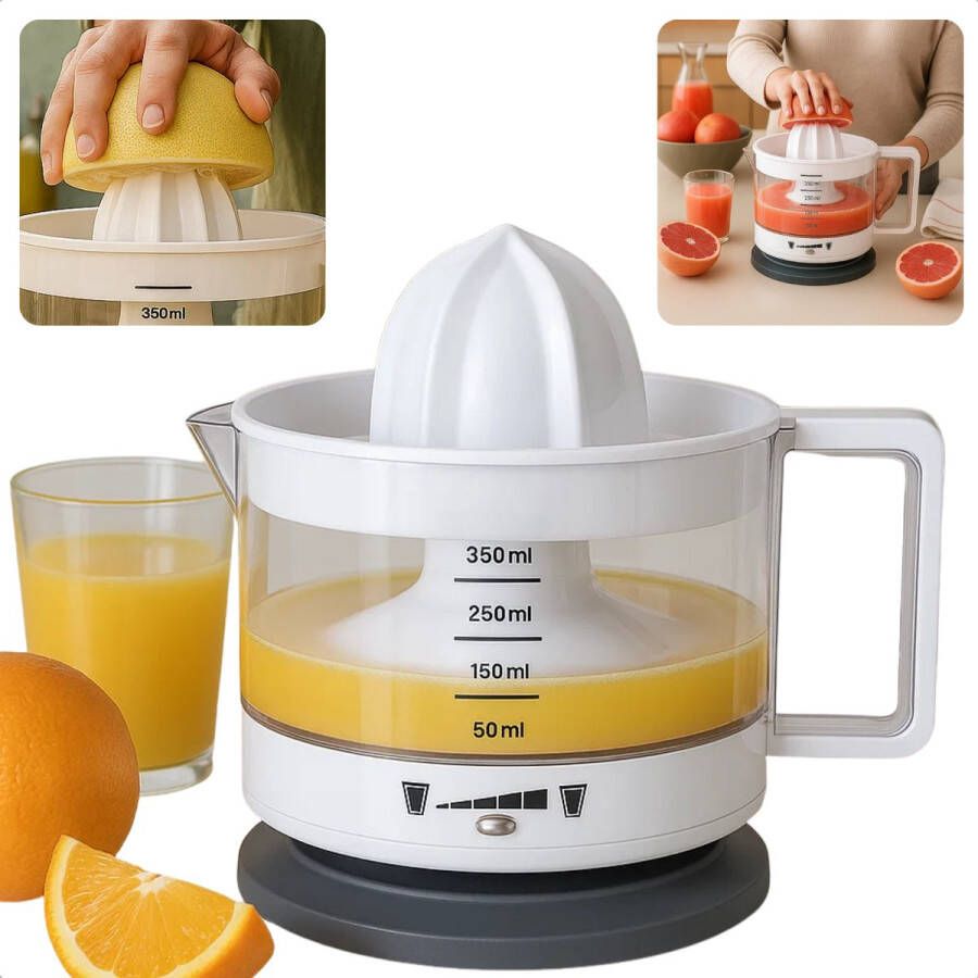 Cheqo Elektrische Citruspers Sinaasappelpers Citroenpers Vers Geperst Sap Vaatwasserbestendig Twee Draairichtingen Instelbaar Pulpfilter Sap Reservoir Compacte Juicer 350 ml Inhoud Eenvoudig Schoon Te Maken Snoeropslag