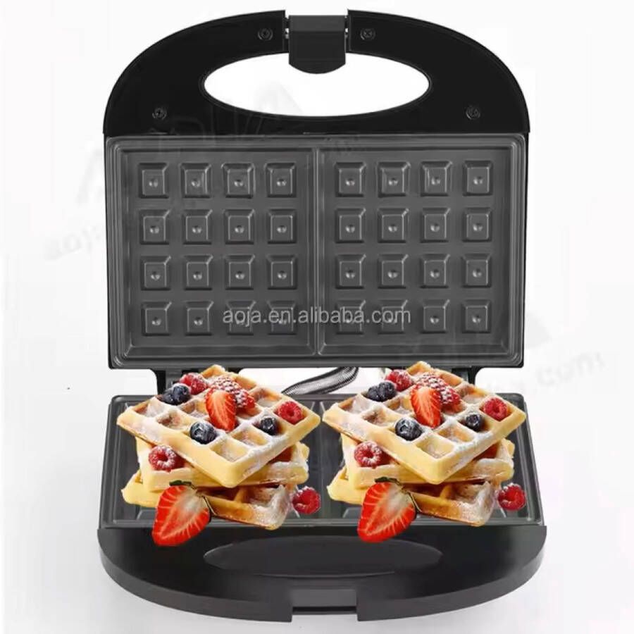 Cherchie Wafelijzer Wafelmaker 2 Wafels per keer Waffle Maker Anti-Aanbaklaag 750 Watt