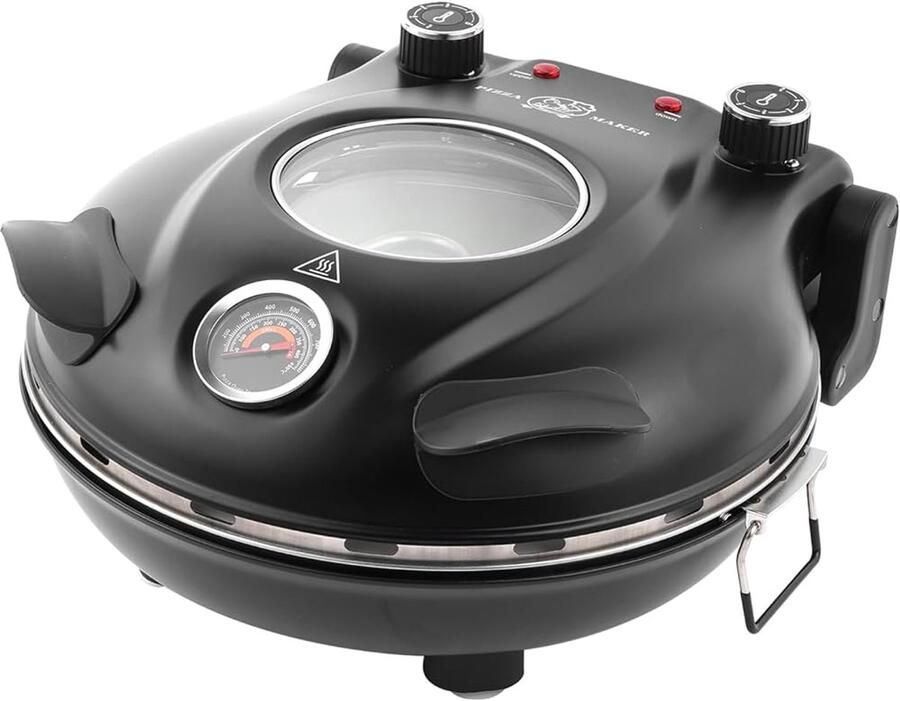 Cherrys Finds Pizza Maker Pizza Oven Klaif Elektrische Pizza Maker Vlambestendige Stenen Plaat 420 ℃ 1200W 32cm Temperatuurniveaus Pizzaoven 5 Afzonderlijke Temperatuurniveaus 32cm