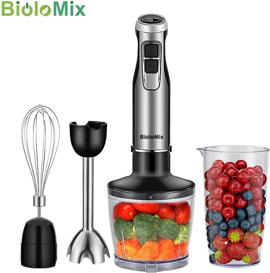 Cherrys Finds Staafmixer Set 4 In 1 Staafmixer Set Staafblender Mixstaaf Mixer Set Pureer Staafmixer Mixer Met Mengkom Silver