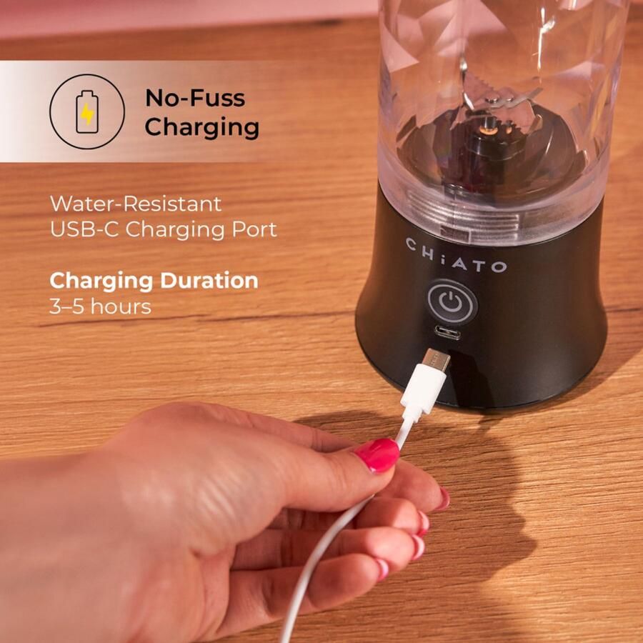 CHiATO blendPLAY Travel Draagbare blender 600ml Zwart