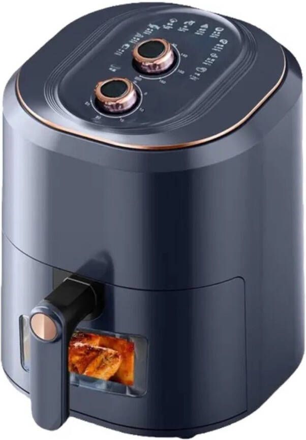 CHIWIN Airfryer 7.5L Grote Heteluchtfriteuse met Draaiknoppen 1500W Zonder Olie Visueel Koken Automatische Uitschakeling Multifunctioneel (Bakken Grillen Ontdooien) voor Gezinnen en Grote Porties of Meal Prepping Donkerblauw