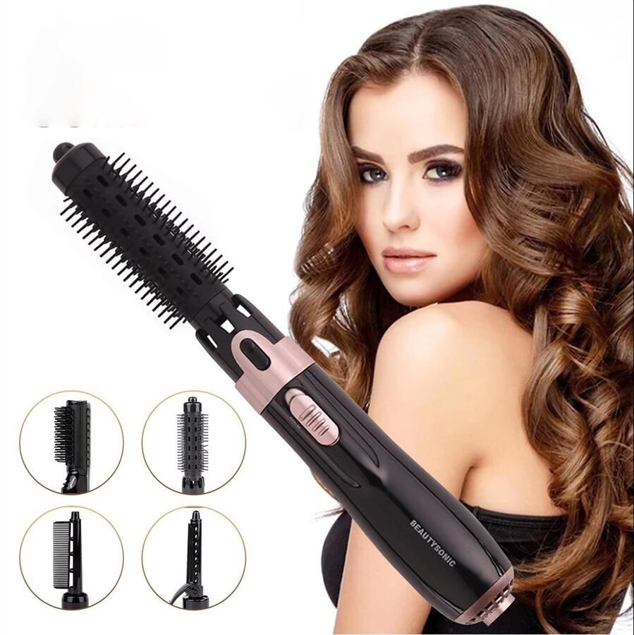 CHIWIN 4-in-1 Haarborstel Warme luchtborstel Krultang Steilborstel & Kam Multifunctioneel Styling Apparaat met 4 Opzetstukken 30 Seconden Opwarmen 2 Temperatuurstanden 360° Draad Voor Alle Haartypes