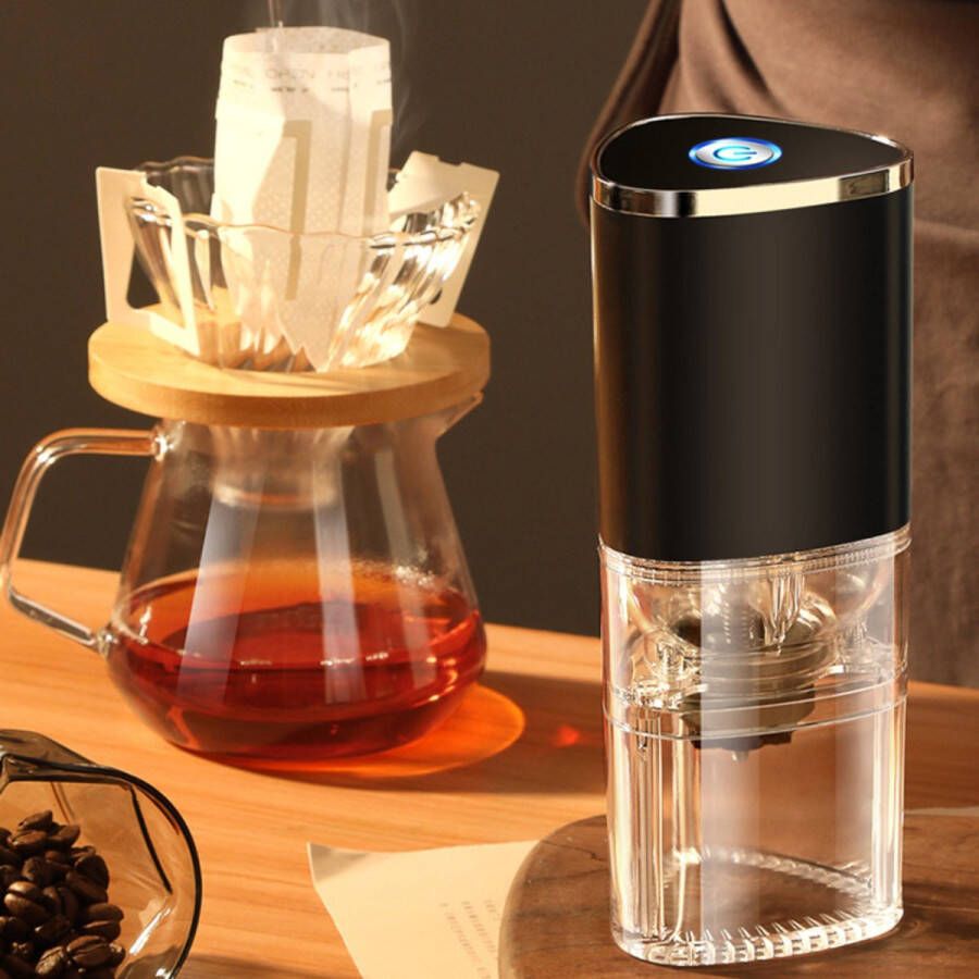 CHIWIN Elektrische Koffiemolen – Instelbare Maalgraad – Koffiebonen Grinder met Lepel Borstel Handzwengel – Type-C – Oplaadbaar1300mAh– Compacte Draagbare Koffiebonenmaler