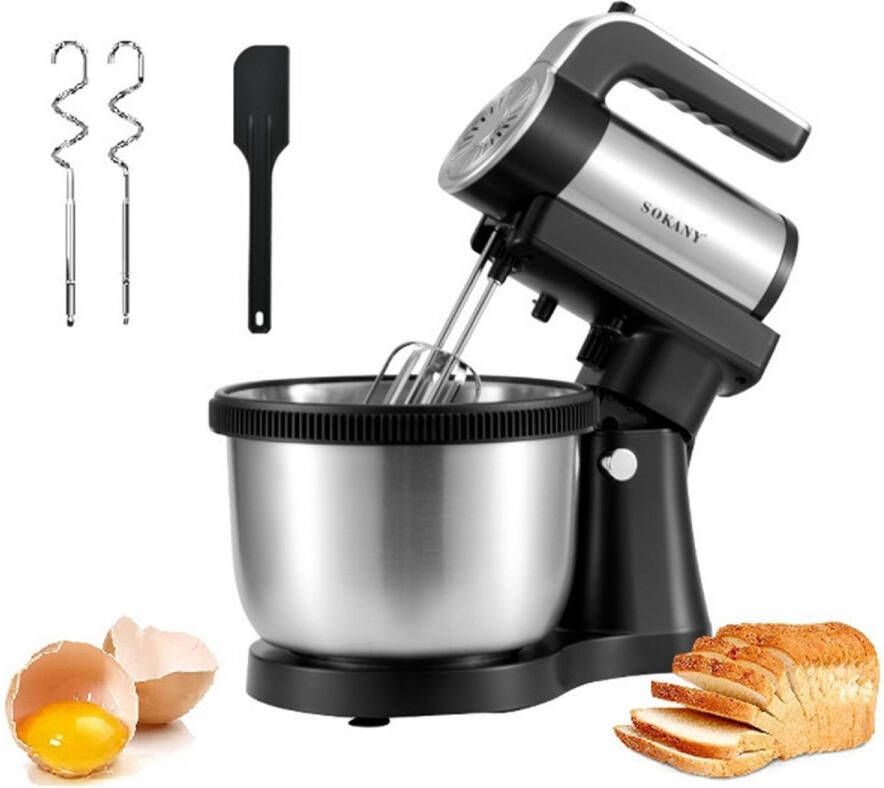 CHIWIN Keukenmachine Multifunctionele keukenmachine 1000 W – 4 L RVS-mengkom 5 snelheden afneembare garde stab voor kneden kloppen