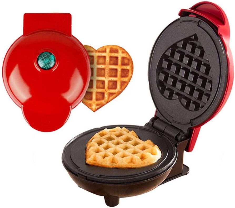 CHIWIN Wafelijzer – Mini Hartvormige Wafelmaker – 350W Wafelmachine met Antiaanbaklaag en LED Indicatie – Compact Ontwerp – Veilig Gebruik met Antislip Voetjes – Perfect voor Ontbijt en Feestdagen