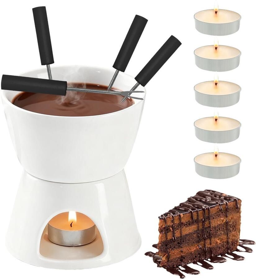Chocolade Fondue Set met 4 Vorken