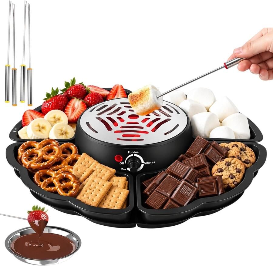 Chocoladefondueset Zwart 2-in-1 Elektrische Chocolade Fondue Set Voor Gezellige Dessertmomenten