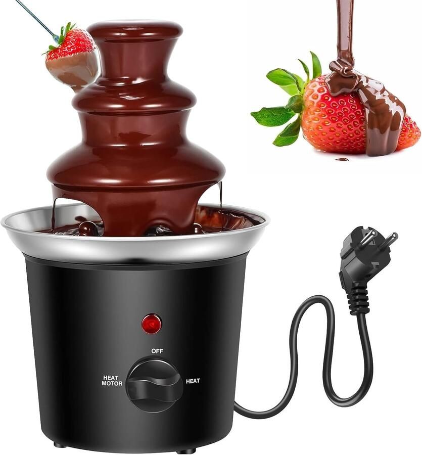 Chocoladefontein Zwart 3 etages Elektrische Chocoladefondue Voor Feestjes en Speciale Gelegenheden