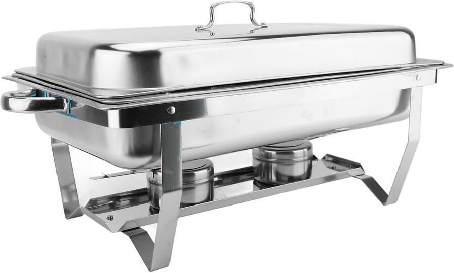 ChoyClit 2-delige set rechthoekige buffetwarmers 7 6L gepolijst roestvrij staal inklapbaar & stapelbaar voor feest & catering