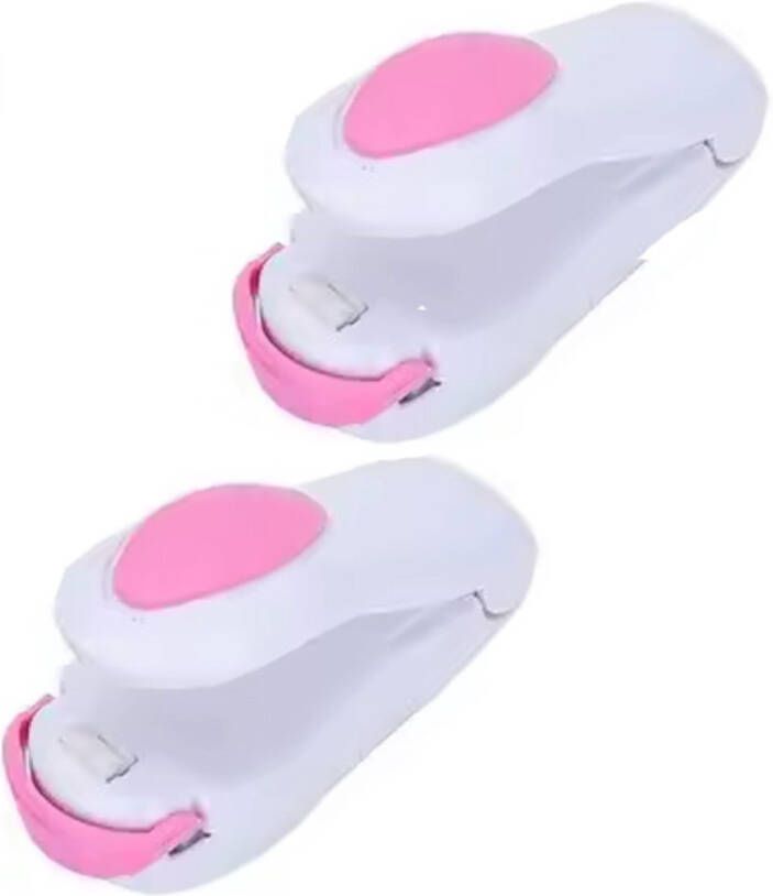 CHPN Compacte hand sealer Seal apparaatje 2 stuks Klein mini warmte-afdichting machine Plastic verpakking dichtmaken Verpakking hersluiten Wit roze