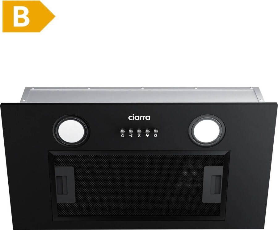 Ciarra CBCB5913A Inbouw Afzuigkap 52cm Zwart – Inclusief koolstoffilter 300m3 – Energieklasse B