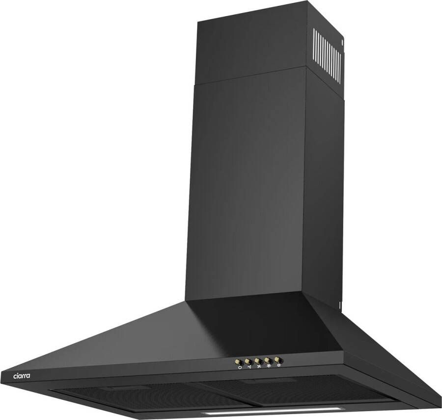 Ciarra CBCB6201-B Afzuigkap Wandschouw 60cm Zwart inclusief set koolstoffilters DC motor energieklasse A++