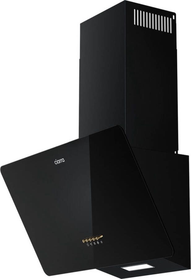Ciarra CBCB6750-B 60cm Kopvrije Schuine Afzuigkap Zwart met messing knoppen inclusief set koolstoffilters – 350m3 – energieklasse A